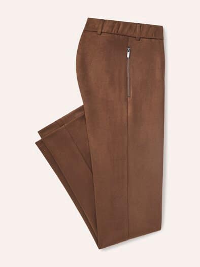 Suede Hose aus elastischem Material Cognac