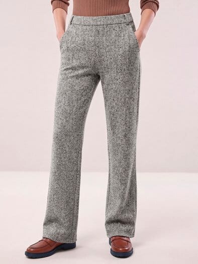 Hose aus Fischgrad Jersey Grau/Creme