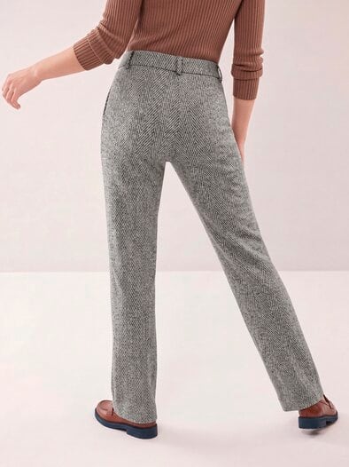 Hose aus Fischgrad Jersey Grau/Creme