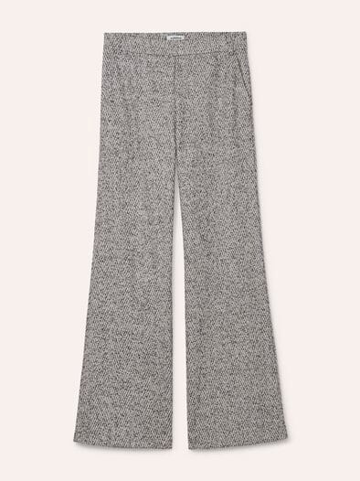 Hose aus Fischgrad Jersey Grau/Creme