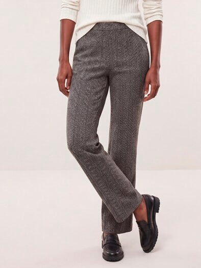 Hose aus Fischgrad Jersey Braun/Grau