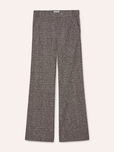 Hose aus Fischgrad Jersey Braun/Grau