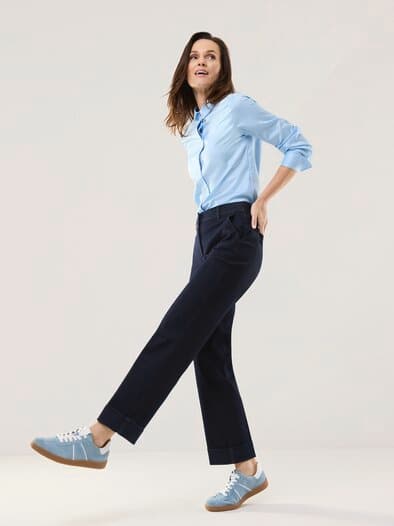 Chino Denim mit Saumumschlag Dark Blue