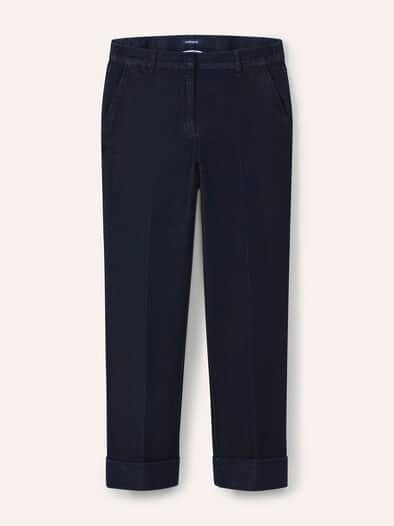 Chino Denim mit Saumumschlag Dark Blue