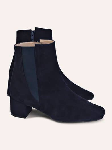 Velours Stiefelette Nachtblau