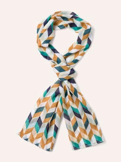Swiss Cotton Zick Zack-Schal Caramel/Grün