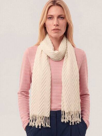 Plissee Struktur Schal Creme