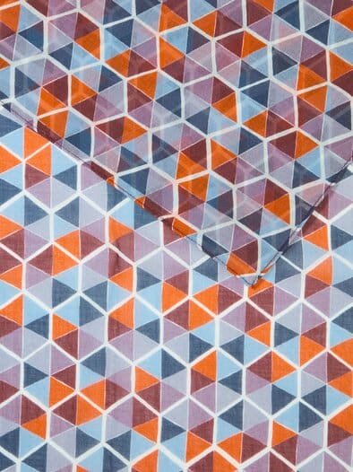 Baumwollschal Swiss Cotton Grafik Blau Gemustert