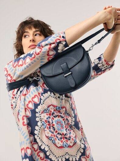 Leder Handtasche Nachtblau