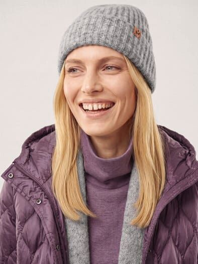 Strickmütze mit Alpaka Silber Melange