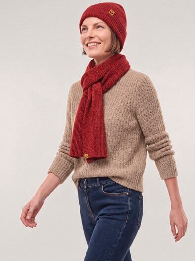 Strickschal Dunkelrot Melange