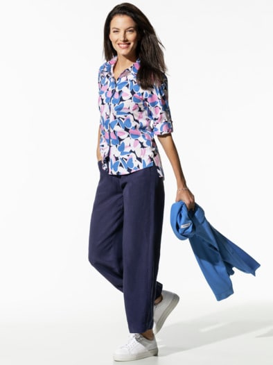 Baumwoll-Bluse Schmetterling Multicolor
