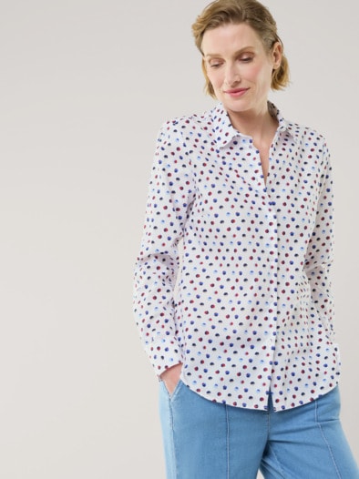 Extraglatt-Hemdbluse Everyday Multicolor-Tupfen