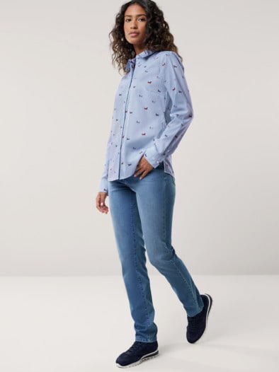 Extraglatt-Hemdbluse Everyday Dackeldruck