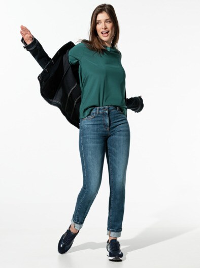Seiden-Shirtbluse Edel-Basic Smaragdgrün