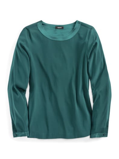 Seiden-Shirtbluse Edel-Basic Smaragdgrün