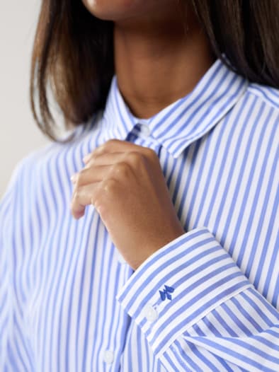 Extraglatt-Hemdbluse Everyday Streifen Tintenblau