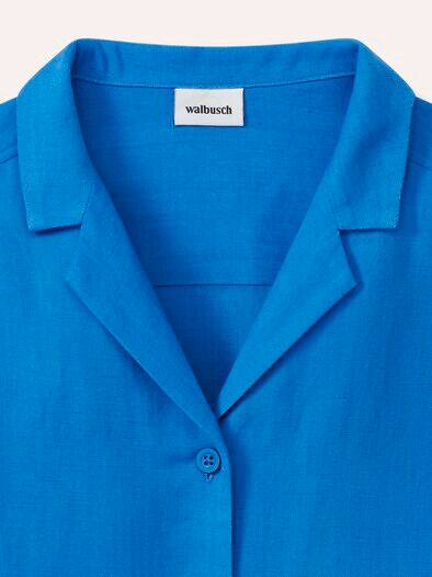 Reverskragen Bluse Leinenmix Königsblau