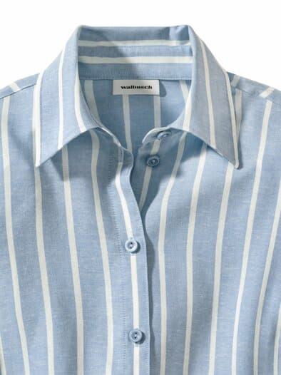 Klima-Bluse Edel-Leinen Streifen Blau