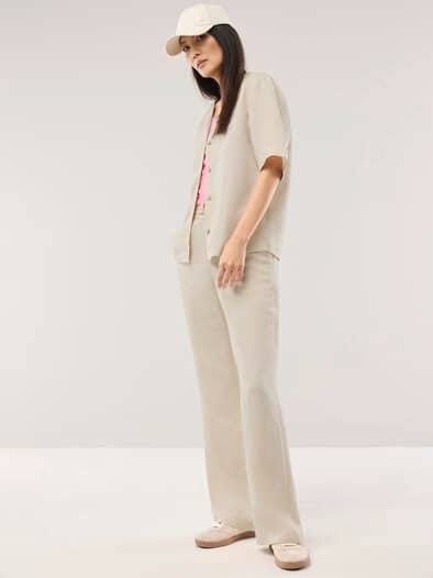 Reverskragen Bluse Leinenmix Natur