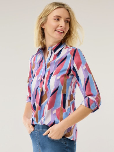 Extraglatt Polo Bluse Multicolor