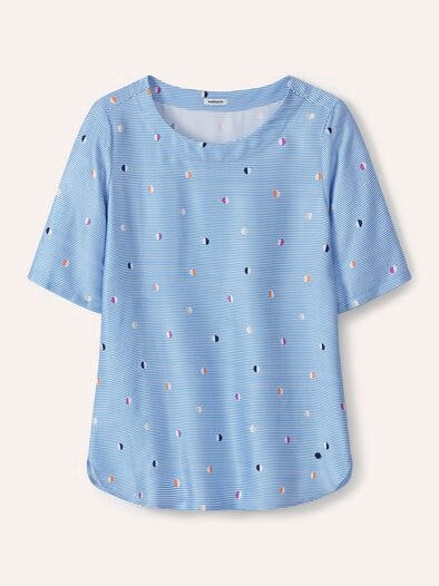 T-Shirt-Bluse Extra Leicht Streifen Blau