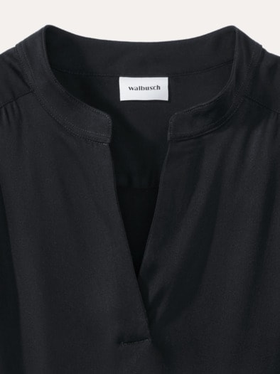 Easy Care Viskose Bluse Uni Schwarz