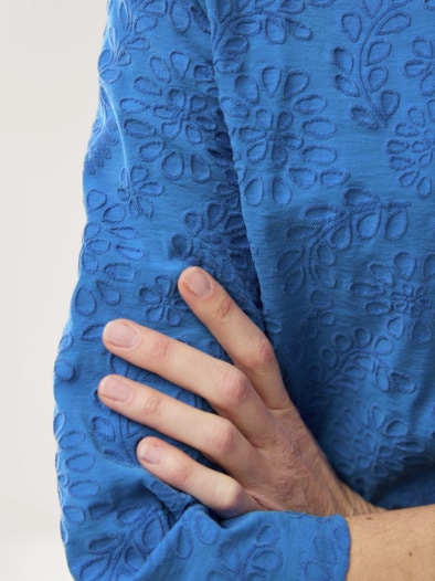 Jacquard Shirtbluse Königsblau
