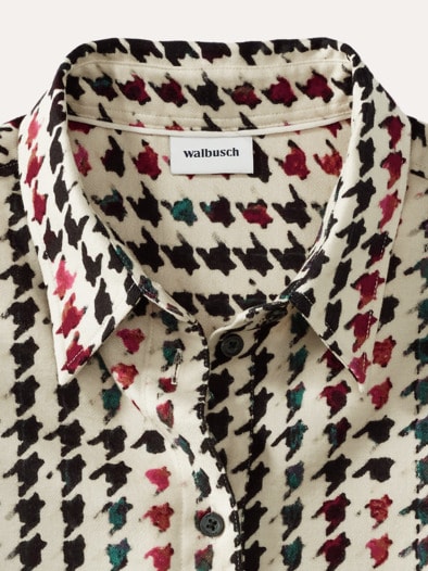 Soft-Flanell Polo-Bluse Aquarell Hahnentritt