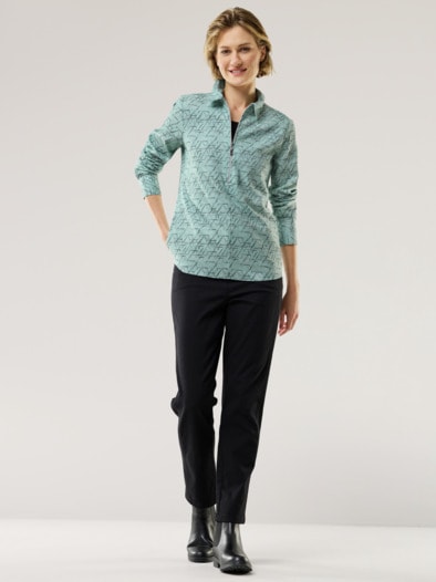 Kuschelflanell Zip-Bluse Minimal Gletchergrün
