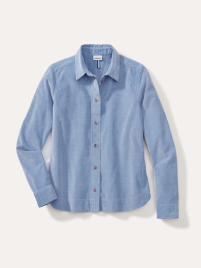 Two-Tone Cord Bluse Boxi Ozeanblau