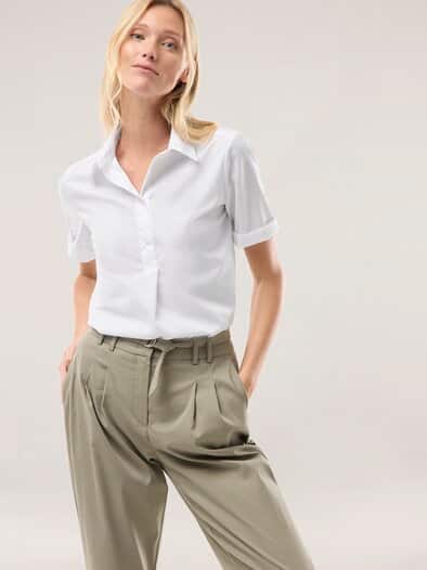 Extraglatt Polo Bluse Weiß