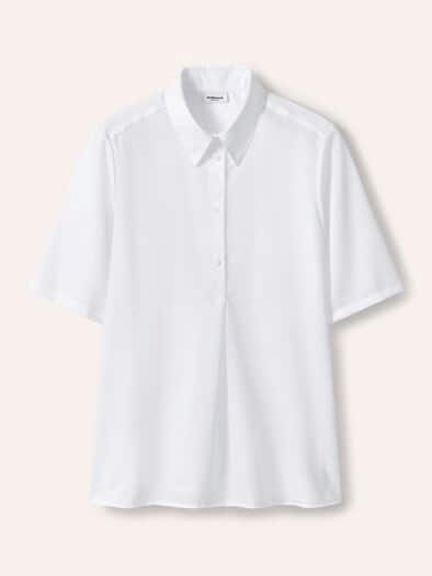 Extraglatt Polo Bluse Weiß