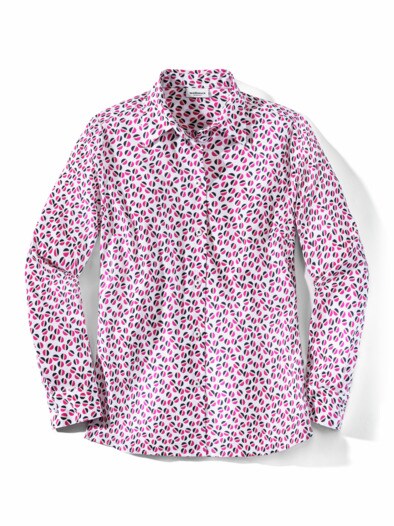 Extraglatt-Bluse Perfect Match Grafiktupfen Fuchsia