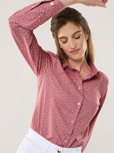 Extraglatt Baumwoll-Bluse Reiskorn Rosenholz