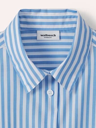 Extraglatt Baumwoll-Bluse Streifen Jeansblau