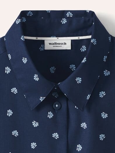 Extraglatt-Hemdbluse Everyday 2.0 Blumendruck Marine