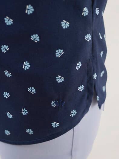 Extraglatt-Hemdbluse Everyday 2.0 Blumendruck Marine
