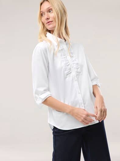 Hemdbluse mit Falteneinsatz Weiß