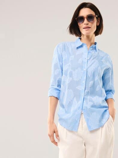 Hemdbluse mit Streifen Meerblau