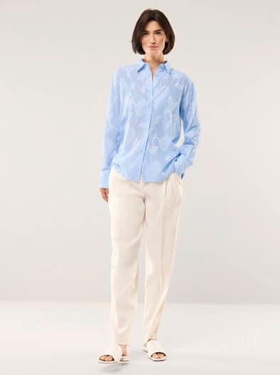 Hemdbluse mit Streifen Meerblau