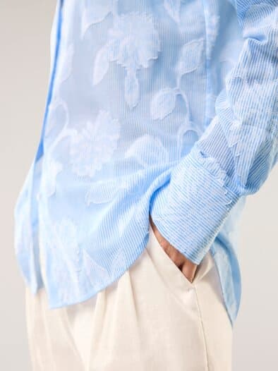 Hemdbluse mit Streifen Meerblau