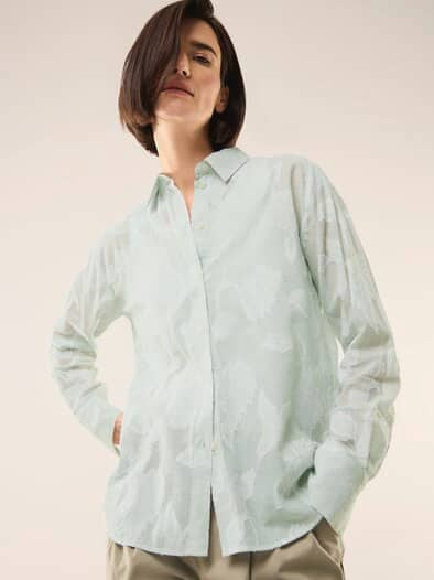 Hemdbluse mit Streifen Basilikum