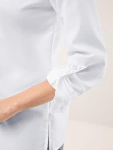 Extraglatt Stehkragen Bluse Weiß