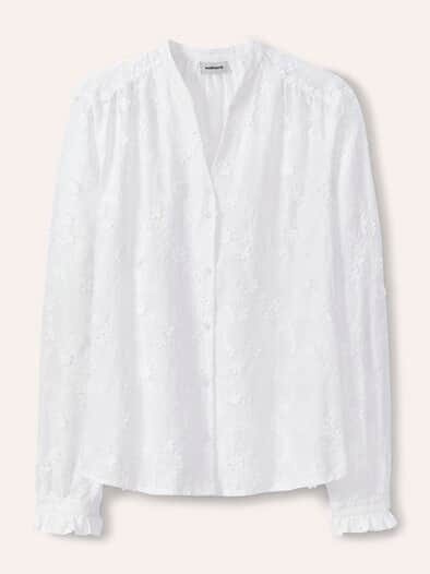 Bluse mit Blütenstickerei Weiß