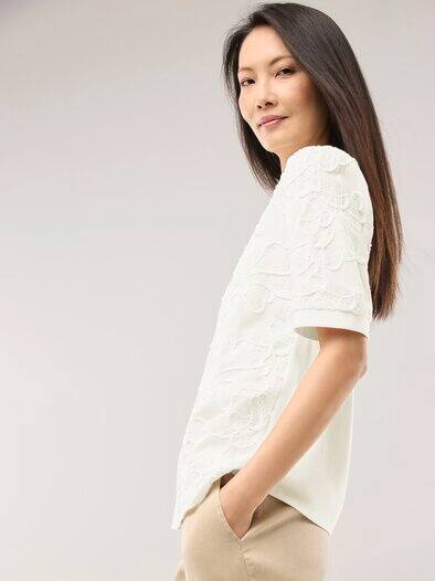 Blusenshirt mit Stickerei Offwhite