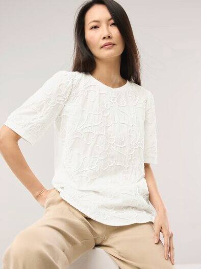Blusenshirt mit Stickerei Offwhite