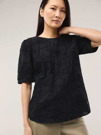 Blusenshirt mit Stickerei Schwarz