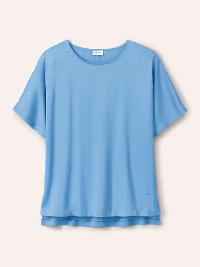 Blusenshirt aus Satin Jeansblau