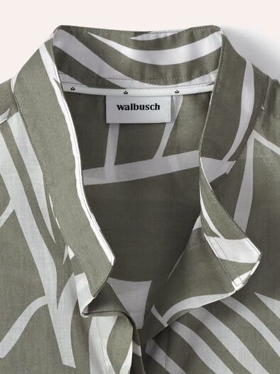 Tunika-Bluse mit Stehkragen Khaki Offwhite